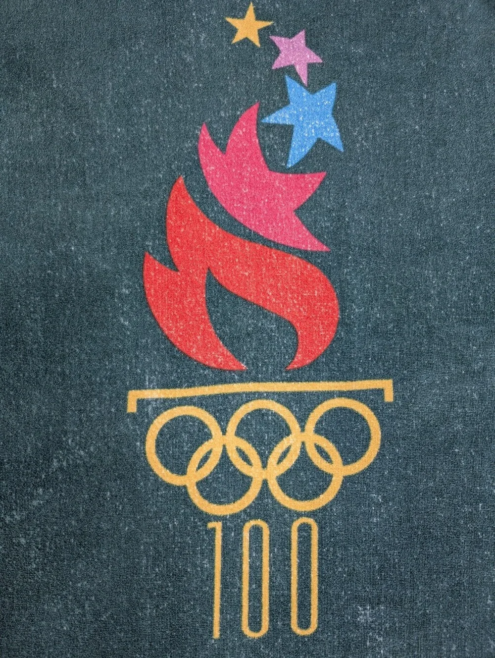 Vintage Cannon Atlanta 1996 Centennial Olympic Games Beach Towel - Black/Teal